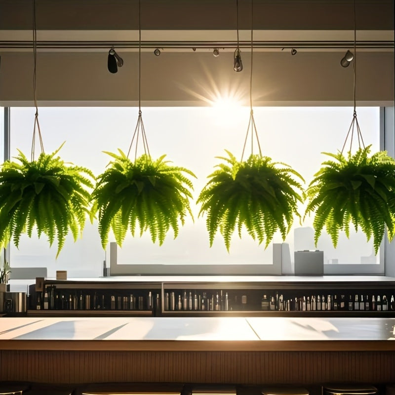 Artificial Boston Fern Plants 4 Pack Large Realistic Fake Hanging Ferns with Foliage Indoor Outdoor Plastic Fern No Maintenance for Home Patio Hotel Office Porch Decor Housewarming Gift No Container