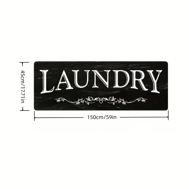 Non-Slip Runner Rug Washable Machine Wash Kitchen Mat Laundry Room | Front of Washer Dryer Bathroom Hallway Porch Floor Mat – White Blue Green Black Red, 45x120 & 45x150cm Easy Care
