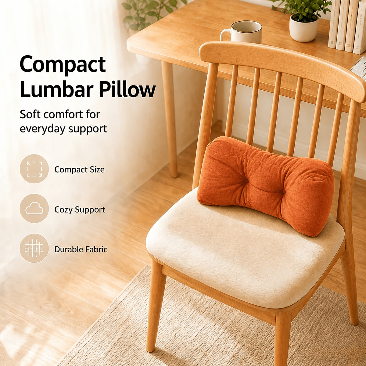 Lumbar Support Pillow Adjustable Back Cushion for Office Chair, Home, Travel & Student Dormitory – Machine Washable Ergonomic Lumbar Pillow Gift