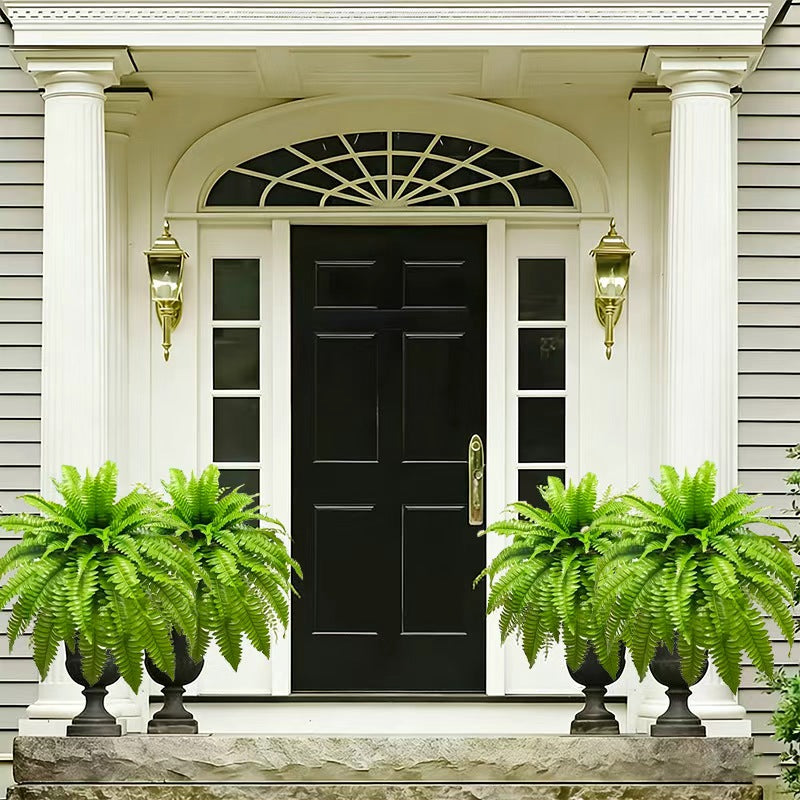 Artificial Boston Fern Plants 4 Pack Large Realistic Fake Hanging Ferns with Foliage Indoor Outdoor Plastic Fern No Maintenance for Home Patio Hotel Office Porch Decor Housewarming Gift No Container