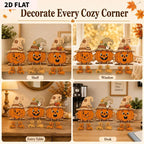 Autumn Harvest Wood Signs Set of 3 Pumpkin Maple Leaf Rustic Tabletop Plaques – Thanksgiving Halloween Farmhouse Home Decor