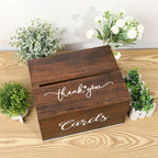 Wedding Card Box with Lid Rustic Faux Wood, Boho Dark Brown Rectangular Gift Card Holder with Slot for Wedding, Bridal Shower, Graduation, Anniversary, Baptism & Party Decorations, Keepsake Organizer