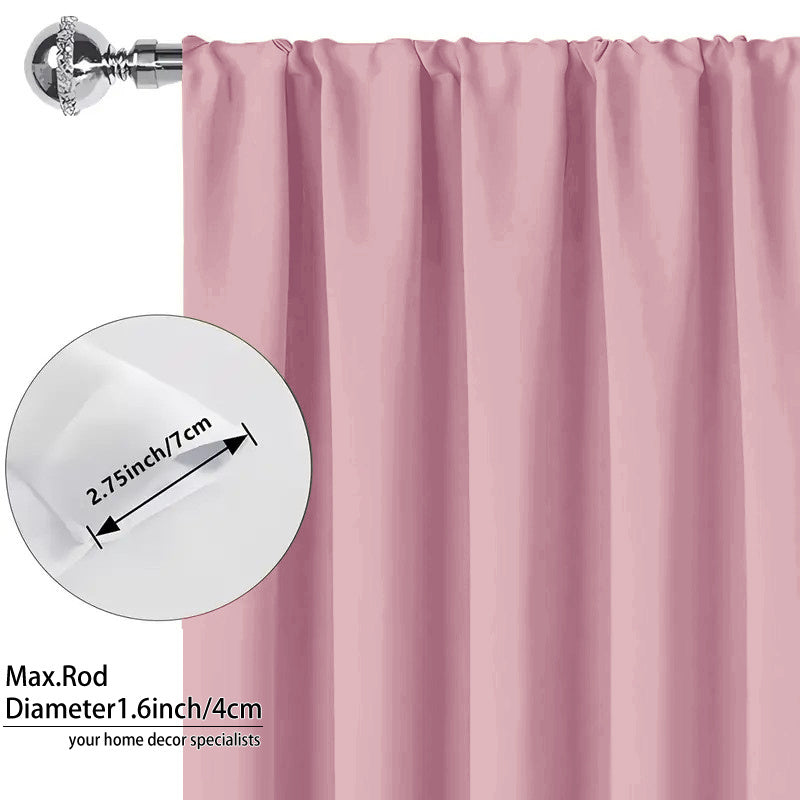 Blackout Curtains 4 Panel Set Rod Pocket – 100% Thermal Insulated Noise Reducing Solid Polyester, Laminated Lining, 7 Colors 7 Sizes