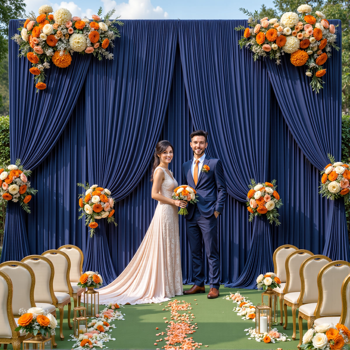 Sheer Chiffon Curtain Panels (Set of 2) | 5×10ft | Wedding Backdrop & Party Décor