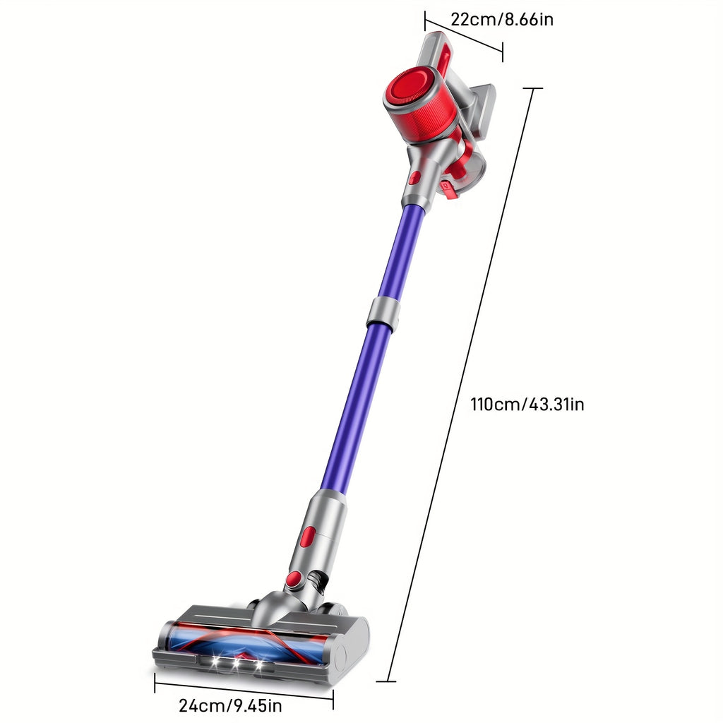 8-in-1 Cordless Stick Vacuum 65KPa with Detachable Battery Display – Lightweight Handheld Bagless Vacuum, 45-Min Runtime, 2200mAh for Hardwood Floors, Carpets & Pet Hair