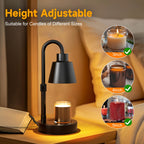 Metal Adjustable Candle Warmer Lamp with Timer – Height Adjustable Wax Melt Warmer for Jar Candles, Flameless Home & Bedroom Decor, Housewarming & Birthday Gift for Moms (Bulb Not Included)