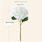 Artificial White Hydrangea Set of 6 UV-Resistant Fake Flowers with Realistic Leaves for Wedding Garden Porch Indoor Outdoor Home Decoration Durable Simulation Floral Decor
