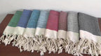 Turkish Cotton Tassel Hand Towels 2-Pack – Diamond Lattice Scandinavian Design, Soft Decorative Towels for Bathroom, Kitchen & Yoga | 7 Colors