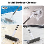 180 Rotating Multi-Purpose Cleaning Brush Long Handle Double-Sided Stiff Bristles Floor Scrubber for Bathroom Kitchen Patio Tile Shower Outdoor