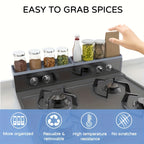 Silicone Stove Organizer 30-Inch with Ultra-Strong Suction Base – Space-Saving Kitchen Storage Rack for Spices, Utensils & Tools | Heat-Resistant, Dishwasher-Safe for Gas & Electric Stoves, RV, Small Kitchens