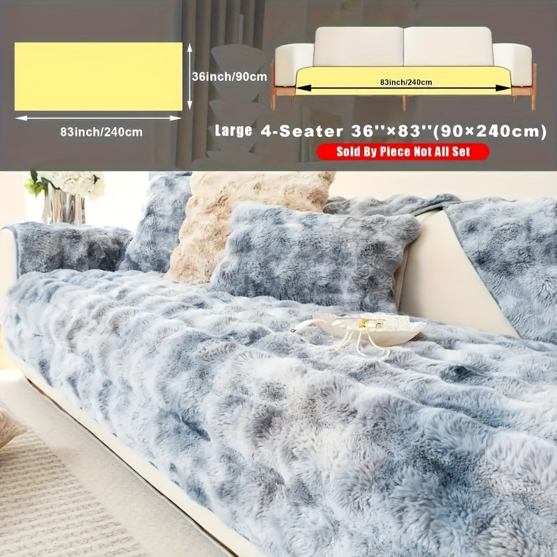 Faux Lamb Fluffy Sofa Cover Modern Gradient – Thick Plush Pet-Friendly Polyester Sofa Protector, Machine Washable 450-500g Fabric for Single, Double, Triple & Combination Sofas