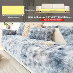 Faux Lamb Fluffy Sofa Cover Modern Gradient – Thick Plush Pet-Friendly Polyester Sofa Protector, Machine Washable 450-500g Fabric for Single, Double, Triple & Combination Sofas