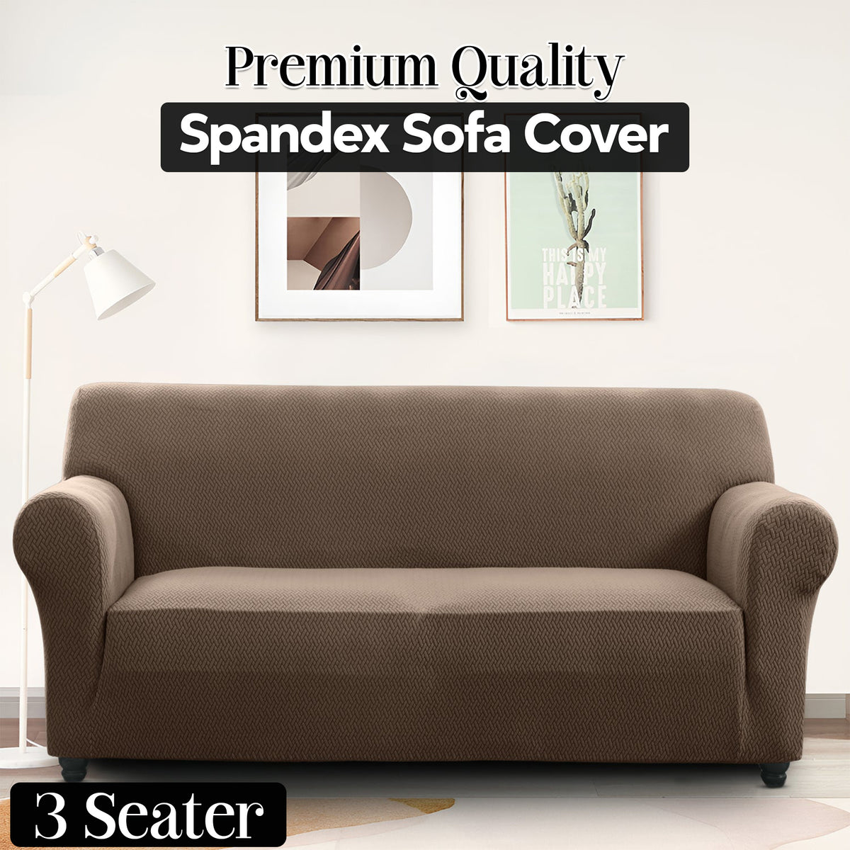 Plush Thick Spandex Sofa Cover Elastic Bottom – Soft Stretchable Couch Slipcover, Non-Slip, Machine Washable, 6 Colors, 2/3 Seater, Living Room Apartment Office Home Decor