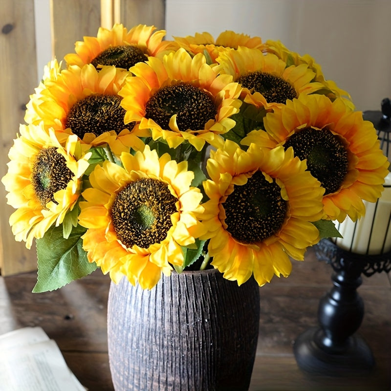 Sunflowers Artificial Flowers 20pcs 10pcs Bulk Fake Sunflower Stems for Home Decor, Wedding Centerpiece, Outdoor Table Decor, Church School Photography Props, Party & Mother's Day Gift