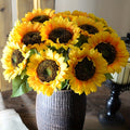 Sunflowers Artificial Flowers 20pcs 10pcs Bulk Fake Sunflower Stems for Home Decor, Wedding Centerpiece, Outdoor Table Decor, Church School Photography Props, Party & Mother's Day Gift
