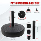 Heavy Duty Patio Umbrella Base Stand 20in Round 50LBS Water Sand Fillable Steel Holder for Outdoor Market Lawn Garden Black
