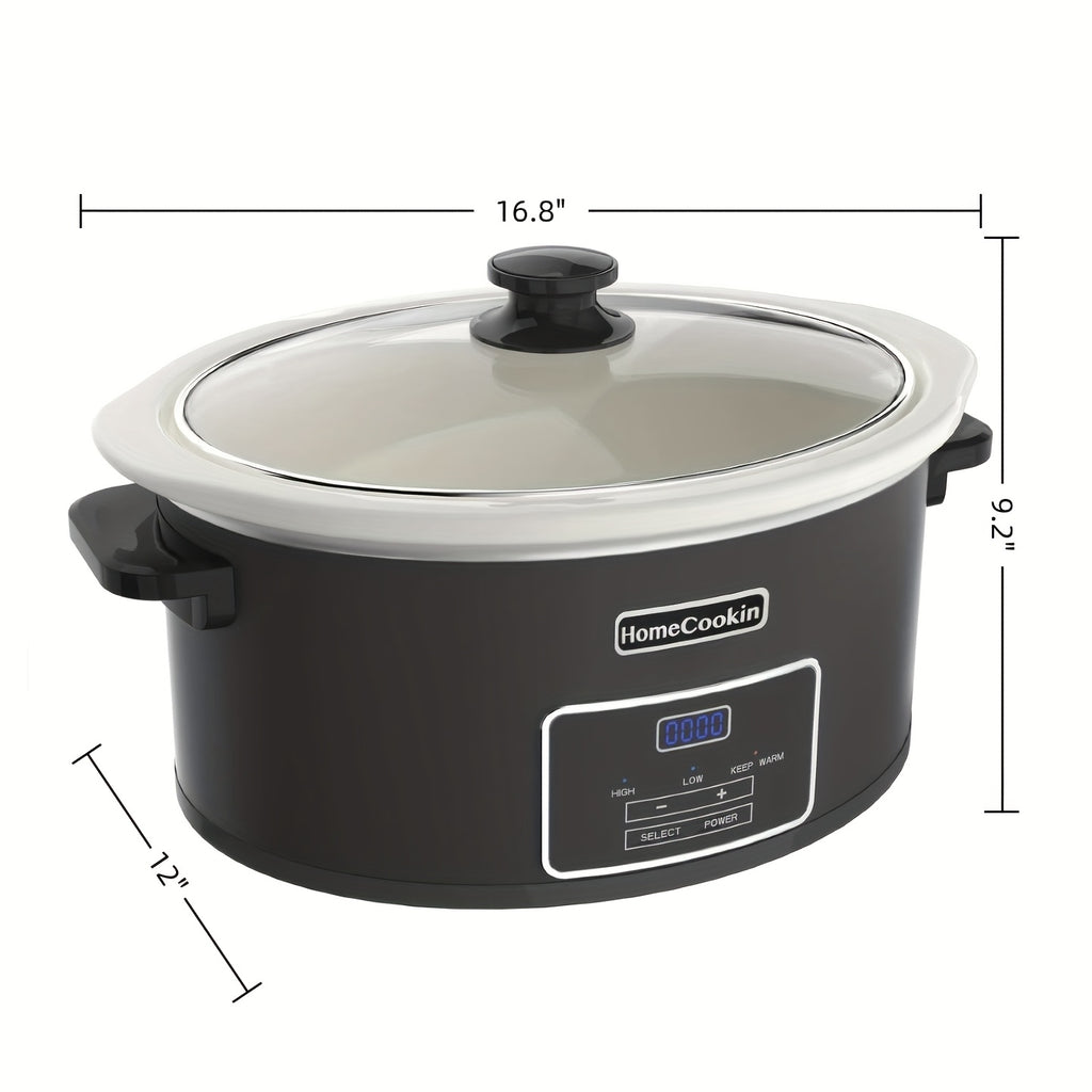 Large Digital Slow Cooker 6QT & 8QT with Stoneware Pot, Programmable Keep Warm Function, One-Touch Digital Display, 240W — Family Dinners, Roasts & Stews, Red White Black Blue