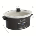 Large Digital Slow Cooker 6QT & 8QT with Stoneware Pot, Programmable Keep Warm Function, One-Touch Digital Display, 240W — Family Dinners, Roasts & Stews, Red White Black Blue