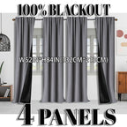 Blackout Curtains 4 Panel Set Rod Pocket – 100% Thermal Insulated Noise Reducing Solid Polyester, Laminated Lining, 7 Colors 7 Sizes