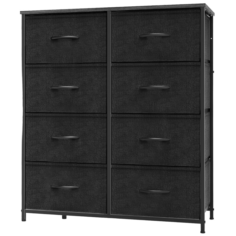10-Drawer Fabric Storage Cabinet with Hardwood Tabletop | Dresser Organizer for Clothing Bags & Accessories | Black White Rust Gray