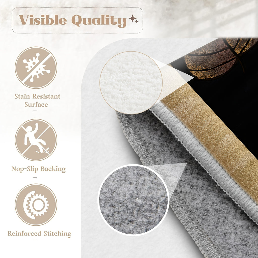 Luxury Velvet Carpet Leaf Pattern Machine Washable Slip-Resistant – Soft Plush Rug for Hallway, Bedroom, Kitchen & Bathroom | Multiple Sizes