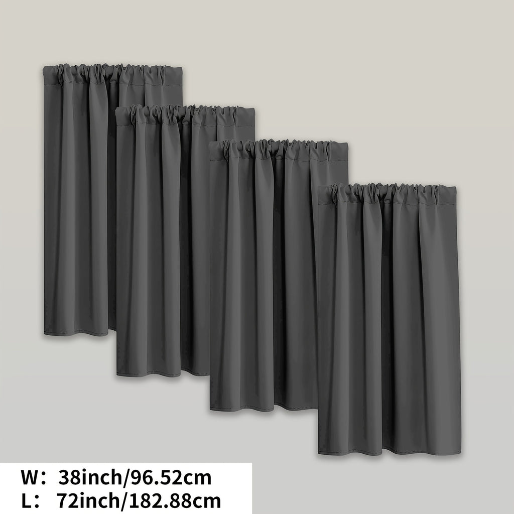 Blackout Curtains Rod Pocket 4 Panels - Thermal Insulated Room Darkening Noise Reducing Matte Drapes for Bedroom Living Room Office, 9 Colors 11 Sizes