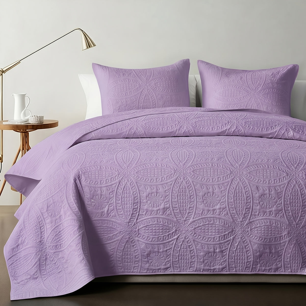 Lightweight Microfiber Quilt Set 2/3 Pcs – Coin Pattern Coverlet, Soft Breathable Bedspread for Twin Full Queen King, Back to School Dorm & Seasonal Bedroom Decor