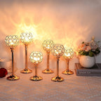 Crystal Candelabra Centerpiece Set of 6 – Elegant Wedding Table Decoration, Candlelit Dinner Photo Props, Birthday Anniversary Party Decor for Home Hotel Banquet (Candles Not Included)