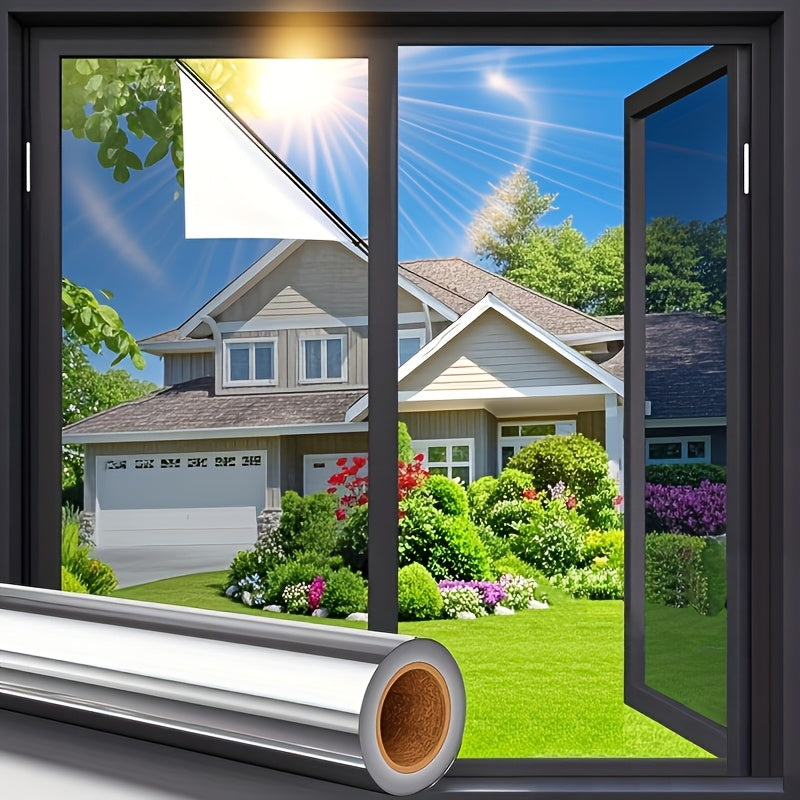 One Way Privacy Window Film for Home & Office - Static Cling Mirror Surface, Daytime Privacy, Heat & Glare Reduction, UV Blocking, No Adhesive, 4 Colors