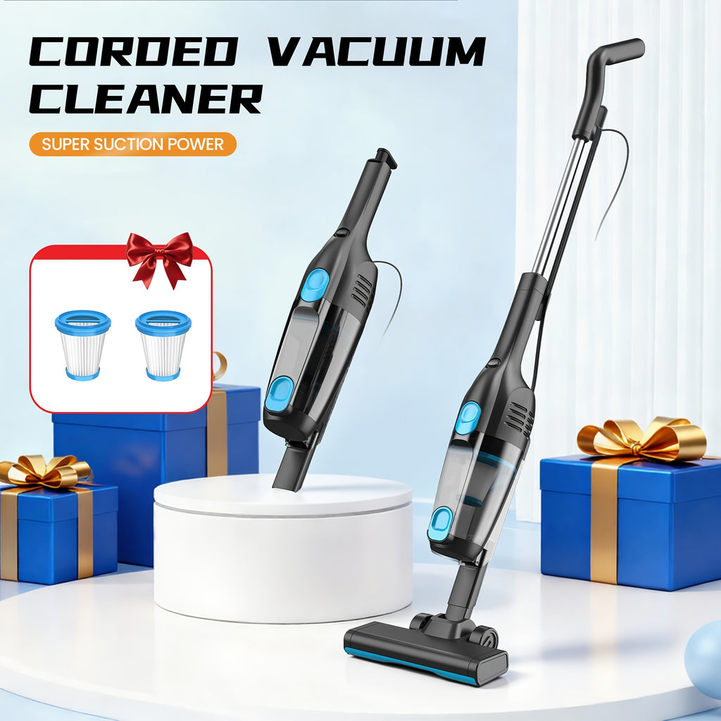 Corded Vacuum Cleaner Lightweight with Powerful Suction – 1L Dust Cup, 6-Stage Filtration, 90° Tilt, Self-Standing Design for Floors Stairs Carpet Hardwood Tile Pet Hair
