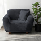 Velvet Stretch Sofa Cover Slipcover – Thick High-Elasticity Plush Couch Cover for L-Shape 1 2 3 4 Seater, Polyester Spandex Furniture Protector with Pillowcase for Living Room