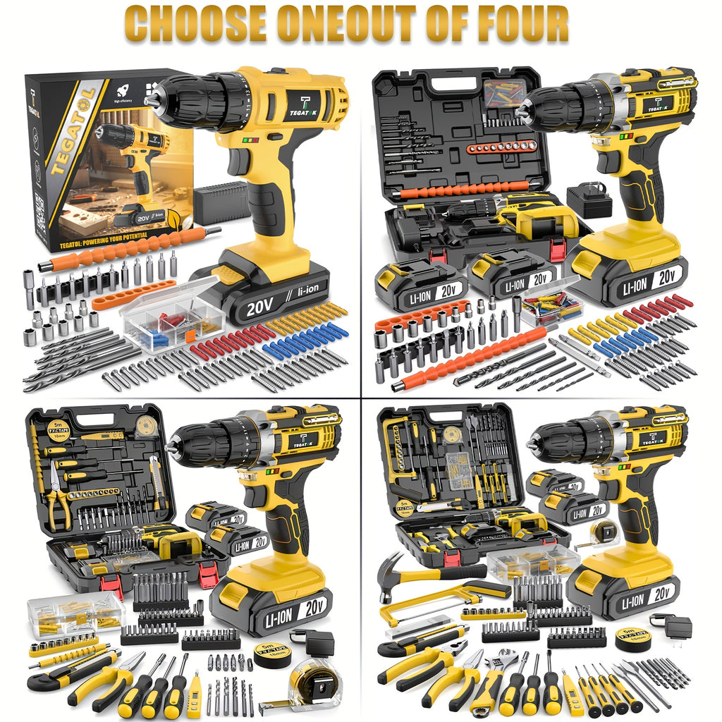 20V Cordless Drill Tool Set 30 88 136 148 Piece Electric Drill Toolbox Kit Rechargeable with Battery Hand Tools Pliers Bits for Home Repair Men Gift