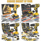 20V Cordless Drill Tool Set 30 88 136 148 Piece Electric Drill Toolbox Kit Rechargeable with Battery Hand Tools Pliers Bits for Home Repair Men Gift