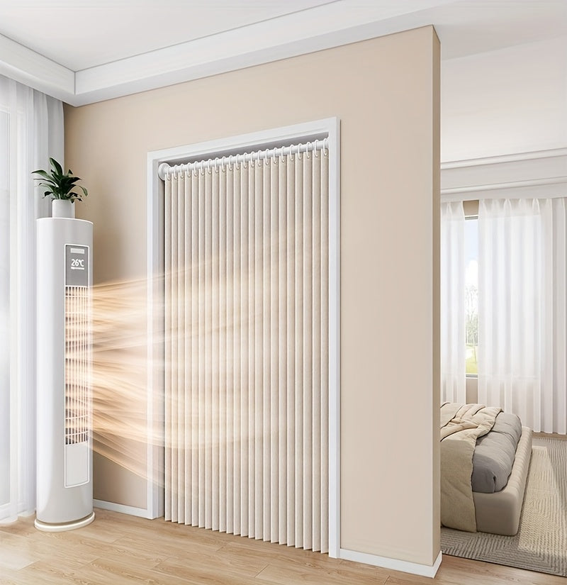 Boho Striped Magnetic Door Curtain – Elegant Folding Polyester Partition Curtain for Living Room, Bedroom & Kitchen, No-Drill Magnetic Closure, Hand Washable