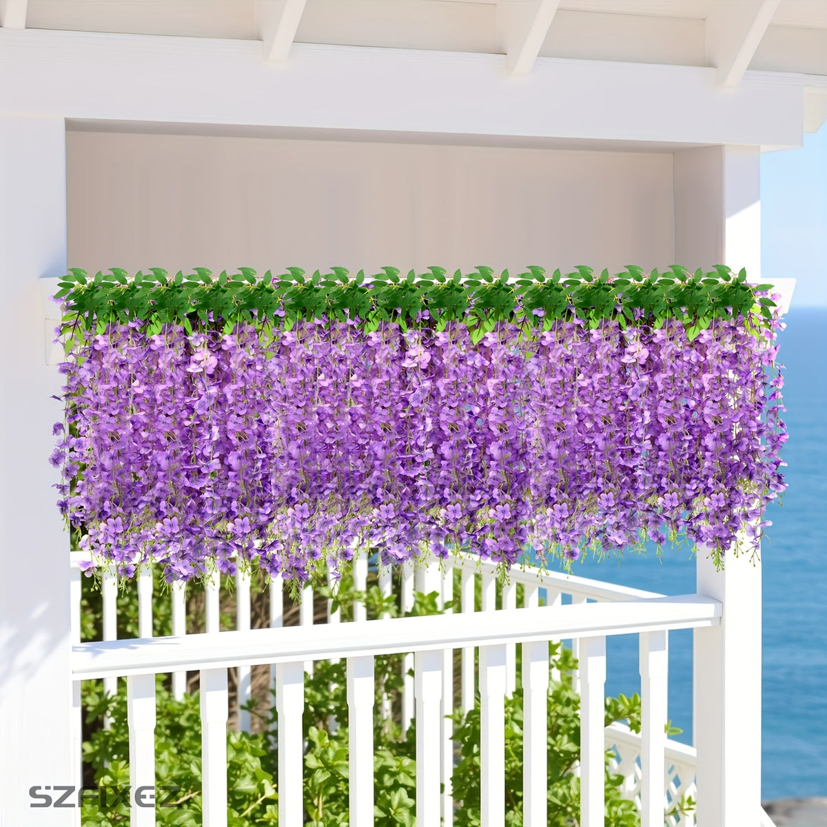 Artificial Wisteria Vine Garland 24 Pack 90 Feet Fake Hanging Flower String Purple Silk Floral Decor for Wedding Backdrop Party Ceiling Home Living Room Bedroom Outdoor Garden Boho Decor Bulk