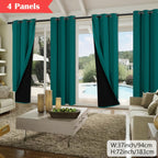 100% Blackout Curtains 4-Panel – Coated Lining Grommet Top for Total Darkness, Privacy Drapes for Bedroom Living Room Kitchen Bathroom, 8 Colors 9 Sizes