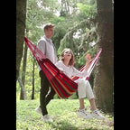 Portable Camping Hammock Anti-Rollover Widened Load-Bearing Canvas with Hanging Ropes Carry Bag Garden Backyard Camping 31.5x98in