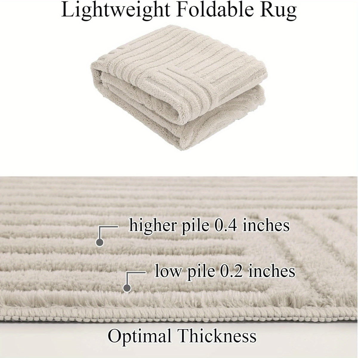 Soft Fluffy Arch Pattern Area Rug – Non-Slip Washable High-Low Pile Geometric Carpet for Living Room, Bedroom & Dining Room, Beige, Multiple Sizes