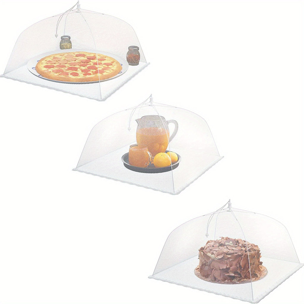 Foldable Pop-Up Food Cover Umbrella Tent with Screen Net Plate Protector 3 Pack Bug Shield for Outdoor Picnic BBQ Camping No Assembly Required White