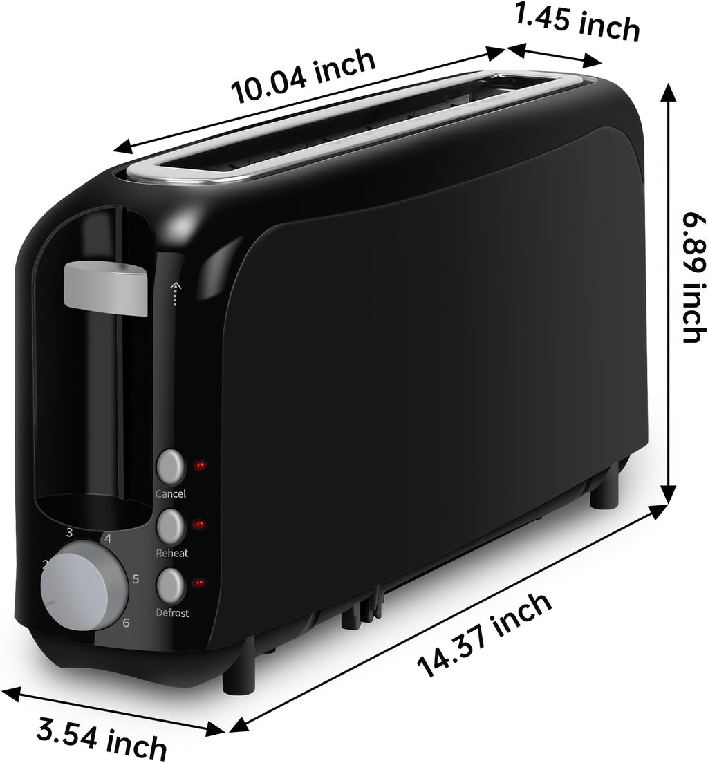 Ultra-Slim 2-Slice Toaster 750W, Wide Slot for Bread Bagels & Waffles, 6 Browning Levels, Cancel Reheat & Defrost, Auto Pop-Up, Removable Crumb Tray – 5 Colors