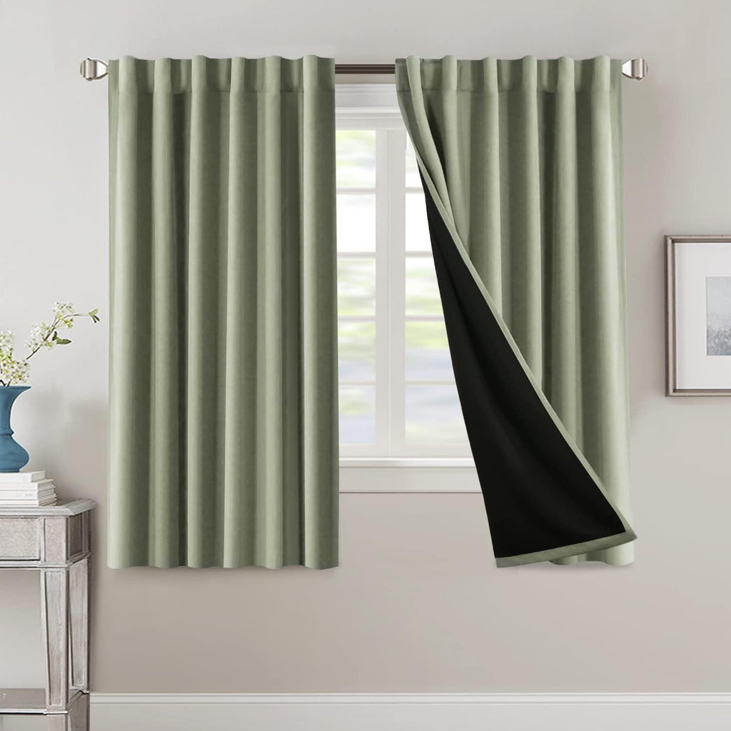 Blackout Curtains 2 Panels 100% Room Darkening 96 Inch Long – Triple Weave Thermal Insulated Back Tab & Rod Pocket Window Drapes for Bedroom & Living Room
