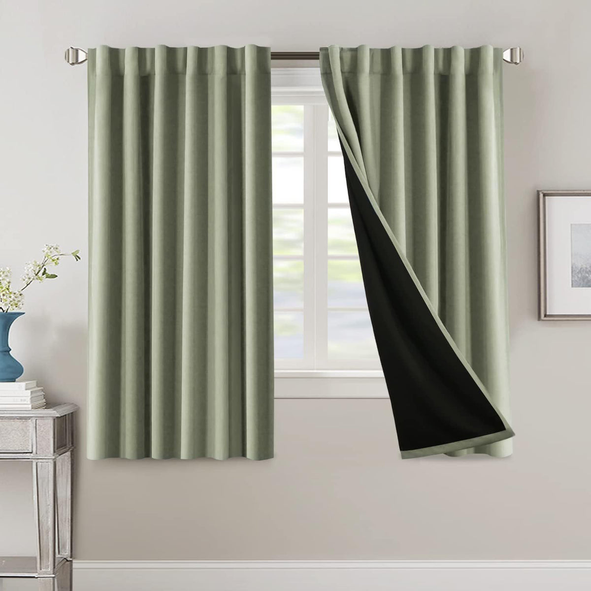 Blackout Curtains 2 Panels 100% Room Darkening 96 Inch Long – Triple Weave Thermal Insulated Back Tab & Rod Pocket Window Drapes for Bedroom & Living Room