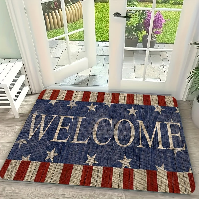Patriotic Welcome Door Mat – Machine Washable Polyester, National Pride Design, Indoor Runner for Entryway, Bedroom, Kitchen & Bathroom | 18×47 in | Nuvia Haven