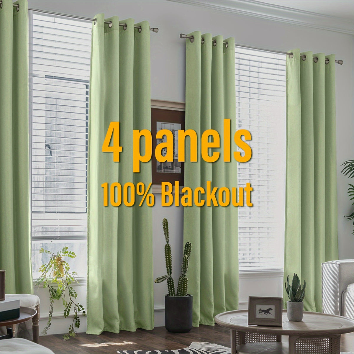 Blackout Curtains 4 Panel Set Grommet Textured for Bedroom & Living Room – 100% Room Darkening Thermal Insulated Luxury Drapes, 11 Colors & 5 Lengths