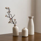 Boho Ceramic Vase Set 3pcs Matte Nordic Minimalist Geometric & Floral Designs, Decorative Vases for Living Room, Entryway, Bookshelf, TV Console & Bathroom Vanity, Holiday & Birthday Gift