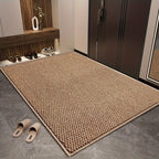 Imitation Sisal Bathroom Mat Non-Slip Water Absorbent – Cat Scratch Resistant Entryway Doormat, Mud & Sand Removal, Easy to Clean, Dark Gray & Brown, 2 Sizes