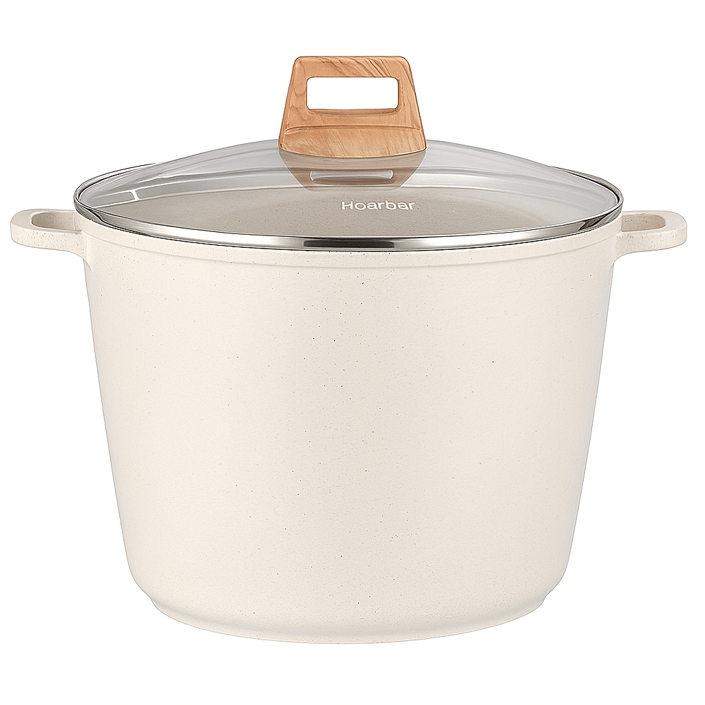Hoarbar 10.5QT Non-Stick Soup Pot – Large Family Stock Pot, Even Heating, Electric Ceramic Gas Stove Compatible, White