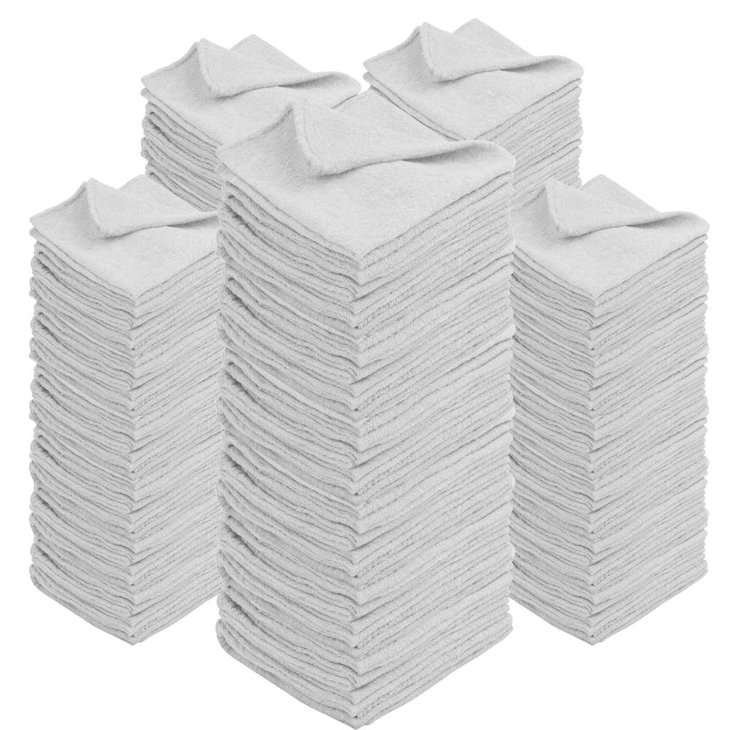 Americlassic Cotton Shop Rags 12x14 in – Absorbent Lint-Free Cleaning Rags & Shop Towels for Home, Garage, Auto & Industrial Use, 50 to 500 Pack, Red, White & Navy Blue