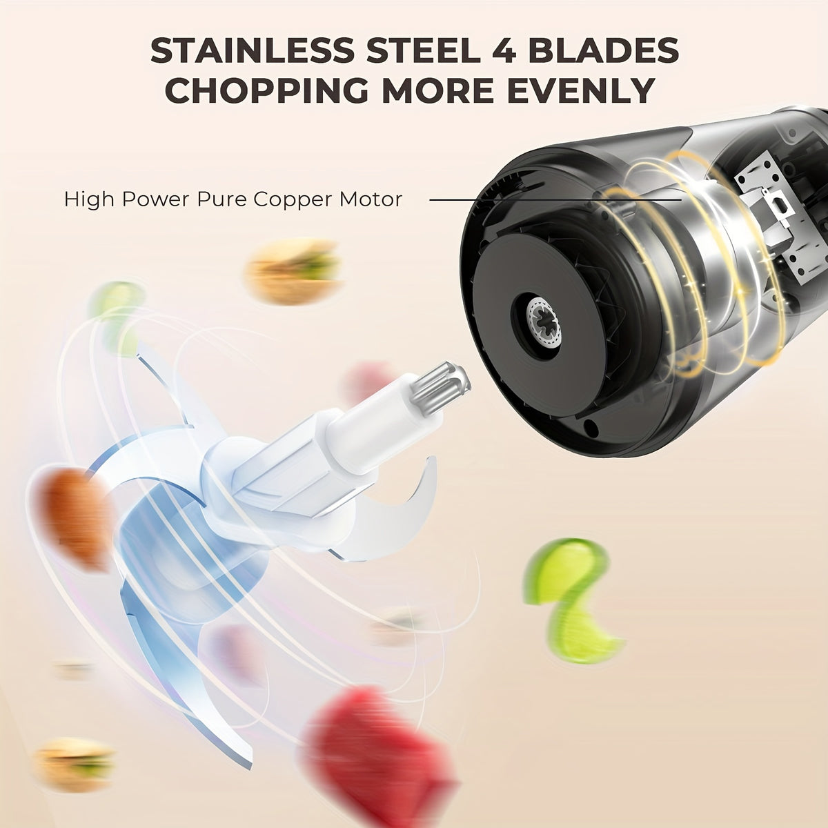 Mini Electric Food Processor & Meat Grinder 450W with 2 Bowls, 4 Bi-Level Stainless Blades & 2 Speeds, Electric Food Chopper for Baby Food, Meat, Onion & Vegetables, Great Christmas Gift
