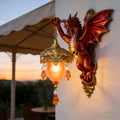Fire Dragon Wall Sconce Night Light – Fantasy Room Decor with Warm Orange-Red Gradient Flame Scales & Dragon Claw, Fairy Light for Bedroom, Hotel & Restaurant
